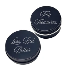 Personalized Black Tin Jar with Custom Engraving, Mini Storage Gift for Home Use