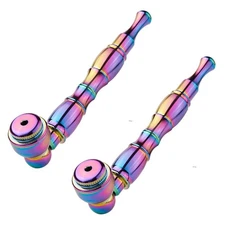 ( Pack of 2 ) 4.3" Metal Detachment Tobacco Smoking Pipes with Caps Hand Pipes