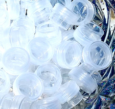 100 Tiny 1/4oz Mini 3301 Clear Plastic JAR Screw CAP Lid Top Container 1TSP USA