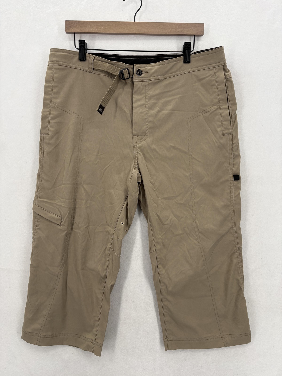 Mens Large Beige Hiking Nylon Stretch Lightweight Quick Dry
