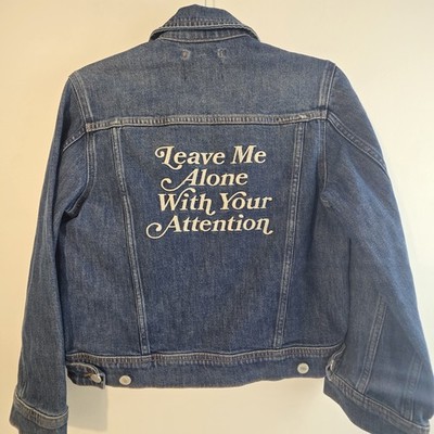 Wood Wood WW Blue Denim Trucker Jacket Size S 34 Mens Leave Me Alone Attention