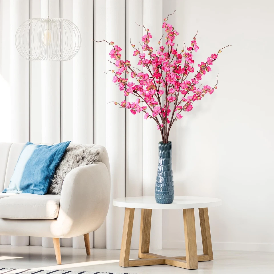 Flores artificiales de flor de ciruelo 4 piezas tallos de imitación de flor de cerezo imitación seda plu... Foto 3 de 4