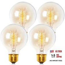 Incandescent Light Bulbs 60 Watt Dimmable Bulbs 4 Count Pack of 1 G80-clear