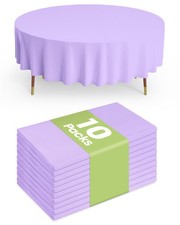 Plastic Table Cloth Disposable 10 Pack, 84'' Round Table Cloths, Easter Party...