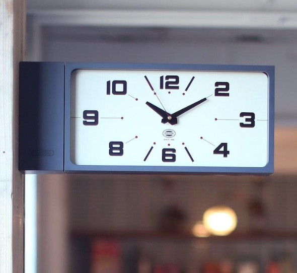 DULTON Double Face Rectangle Wall Clock H21-0362 Gray Two-Sided Square Design