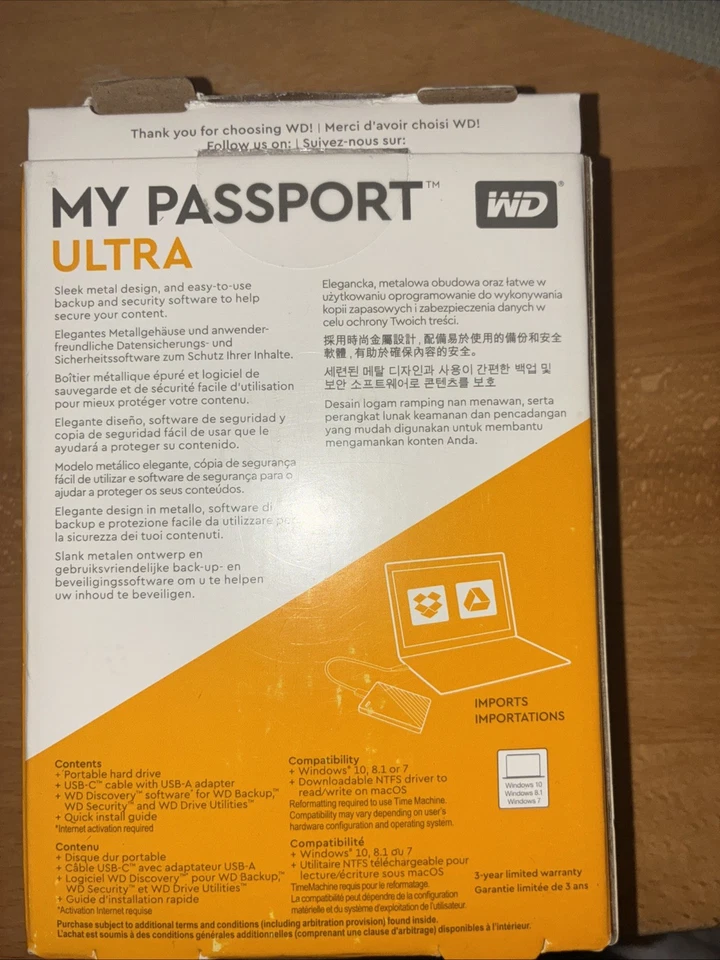 WD My Passport Ultra 1TB 2,5 Zoll externe Festplatte