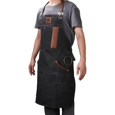  Heavy-Duty Leather Grilling Apron for Men - Adjustable Straps - Stylish and 