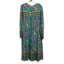 Women's Whimsical Floral Tunic Dress M Boho Hippie Dopamine Multicolor