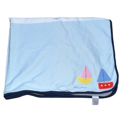 Gymboree SAILBOAT COTE DE AZURE Cotton Reversible Striped Baby BLANKET 2007