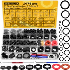 Plumbing Repair Kit 3-in-1 1075 PCS 37 Sizes O-Rings Faucet Washers Sealing