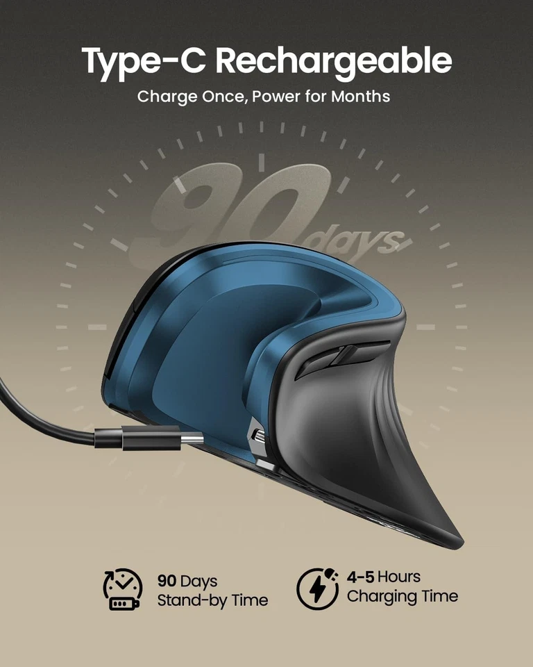 ProtoArc EM11 NL Ergonomic Mouse, MINI Wireless Vertical Mouse Rechargeable... - Image 2 of 4