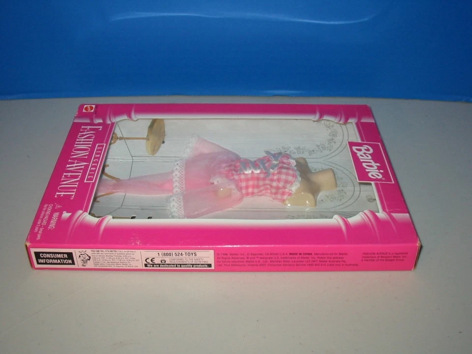 Conjunto de lencería Barbie Fashion Avenue #14292 rosa y blanco Gingham Bustier nuevo en caja 1996 Foto 4 de 4