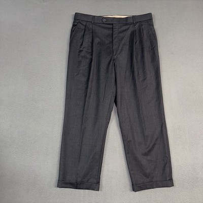 Ballin Comfort-EZE Pants Mens 38 Gray Classic Pleated Cuffed Super 120 s Wool