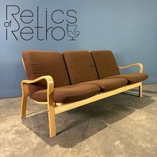 Mid Century Three Seater Brown Sofa By Yngve Ekström For Swedese Vintage Retro