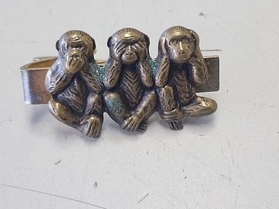 Vintage 3 Wise Monkeys *Hear See & Speak No Evil* Tie Clip
