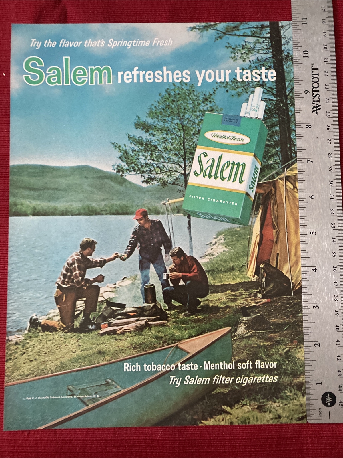 Salem Cigarettes Camping Theme R.J. Reynolds Company 1966 Ad - Great To Frame!
