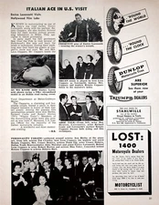 1958 Enrico Lorenzetti Motorcycle Racer Hollywood MGM - 1-Page Vintage Article