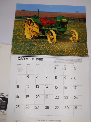 Waterloo, IA 1989 Foundry John Deere Calendario Tractor Foto con Carpeta Fábrica B3 - Imagen 5 de 13