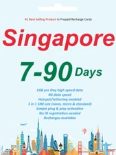 * Special offer * Singapore Travel data SIM card 7-90 Days SIMBA 4G network