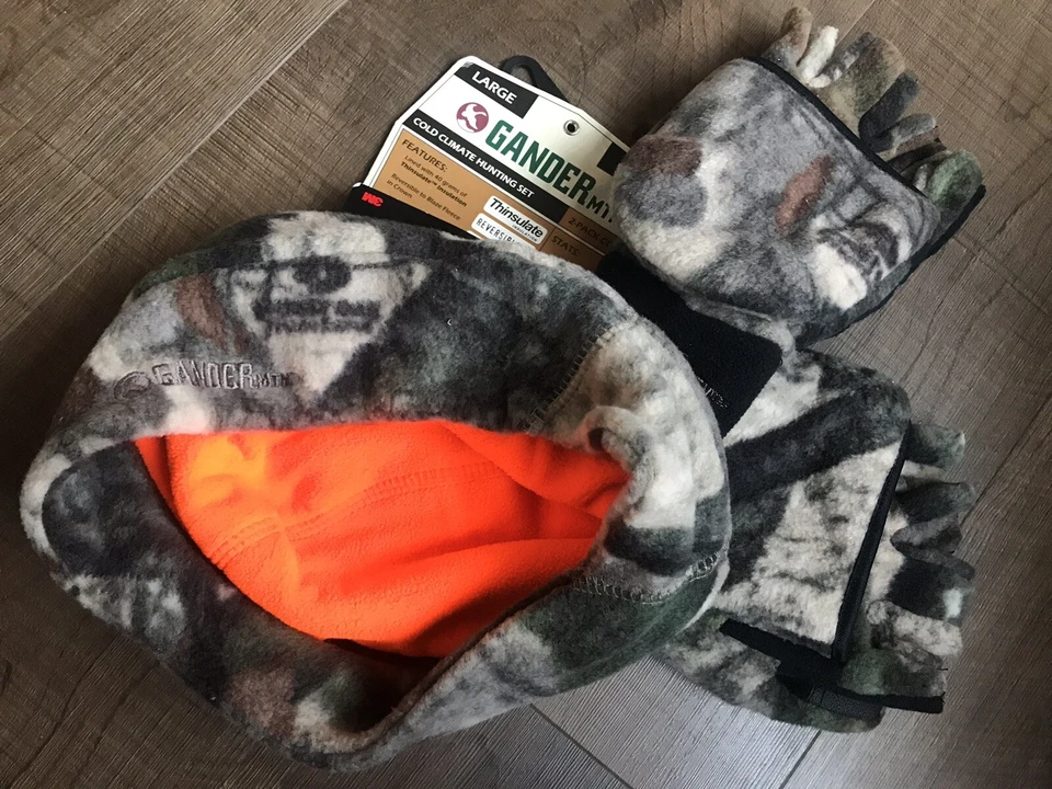 Gander MTN - Fleece - Hat & Gloves - XL - Hunting Set - Blaze Beanie- Reversible - Image 2 of 3