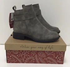 Muk Luks Boots Women's Faux Leather Bianca Barbara Bootie In Grey Size 9