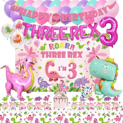 KOTLMIGHT Dinosaur Birthday Party Supplies for Year Old Girl