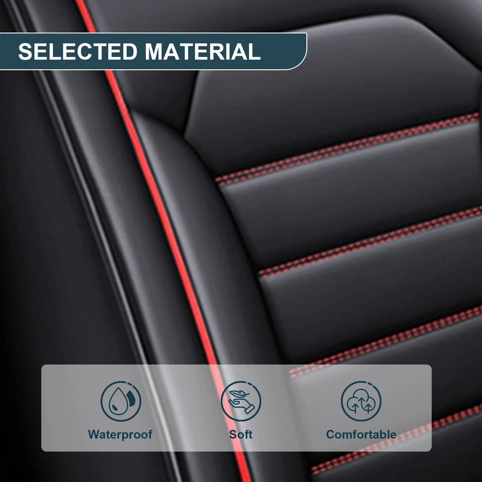 Fundas de asiento de coche aptas para Chevy 2/5 asientos cojín de asiento de cuero PU impermeable Foto 3 de 4