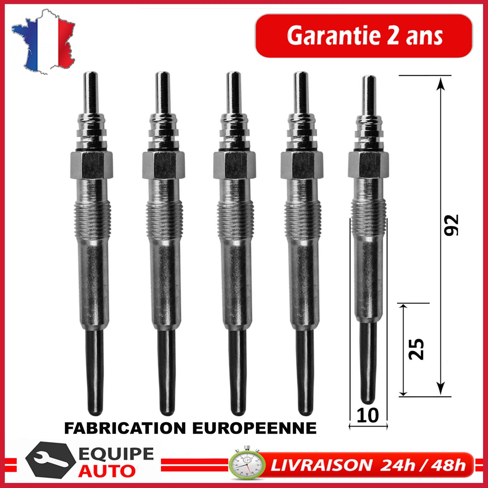 Bougies de préchauffage Premium pour moteur Audi 100 A6 et Transporter 2.5 TDI 5 cylindres