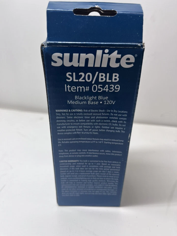 Sunlite 20W  Blacklight Blue Spiral Compact Fluorescent Light Bulb -SL20/BLB - Image 2 of 4