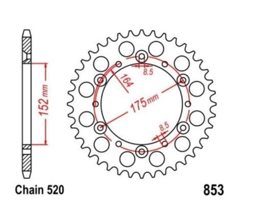 Roue a Chaîne 42 Dents Pas 520 Haute Résistance pour YAMAHA YZ 400 F