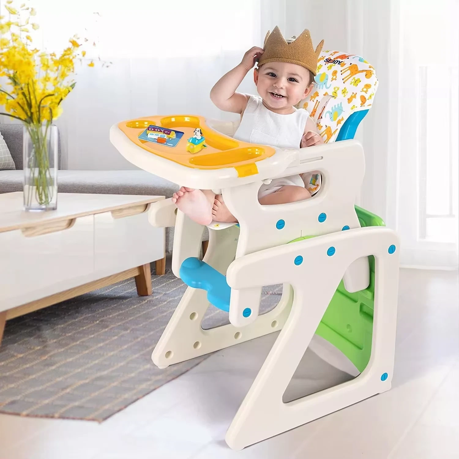 SEJOY High Chairs for Babies Toddlers 3-In-1 Baby High Chair Adjustable Backrest
