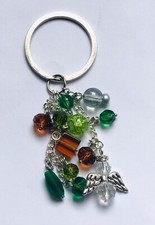 Stunning Mixed Greens & Brown Guardian Angel Keyring