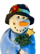 Snowman  Lady Plush 15 in Embroidered Cape Christmas Tree Hat Free Standing