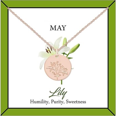 Dainty Disc Charm Hand Stamped Engraved Custom Floral Pendant Necklace Silver