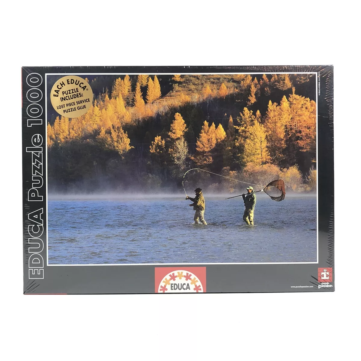 EDUCA 1000 Piece Jigsaw Puzzle Two Men Fly Fishing Scenic River New Sealed