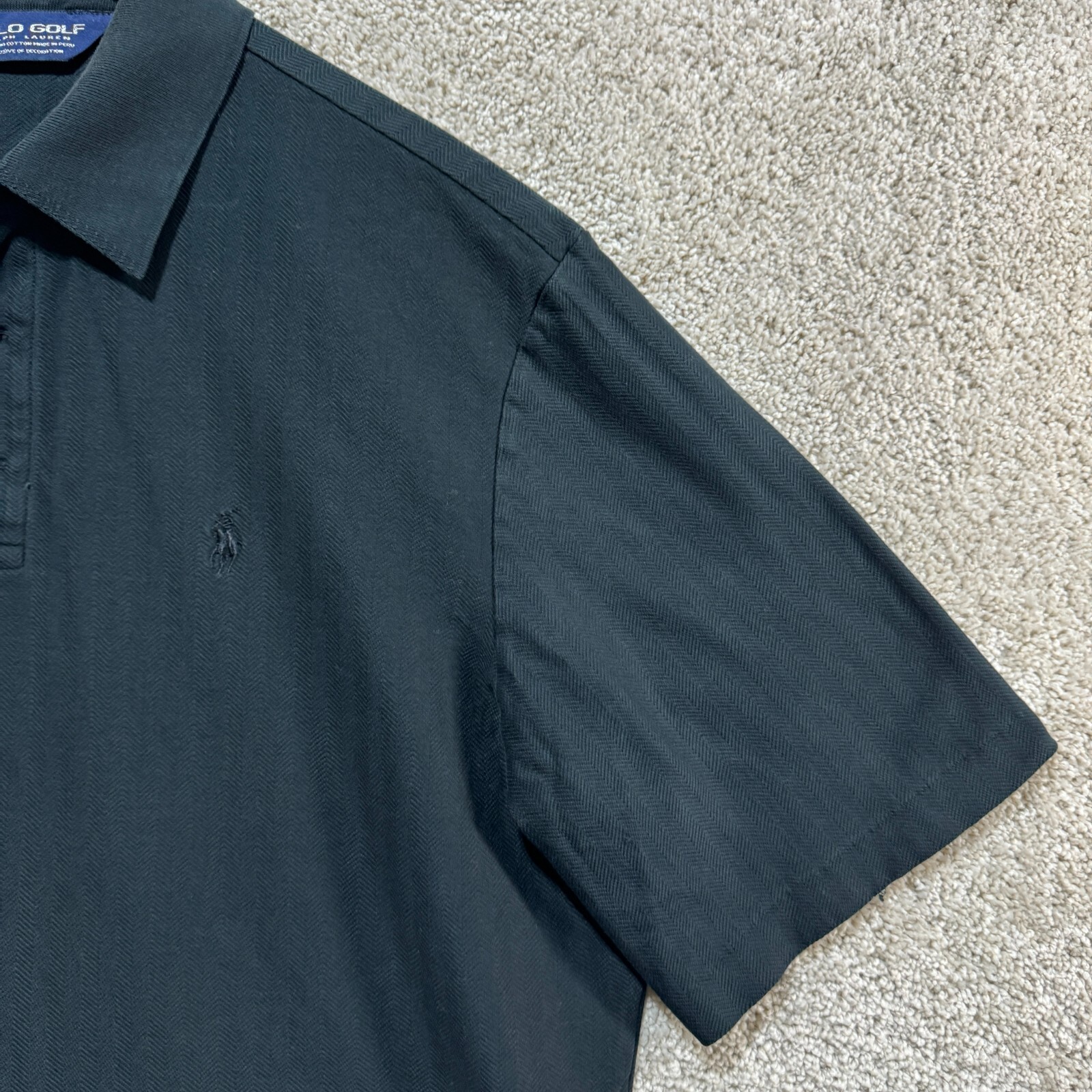 Ralph Lauren Polo Golf Camicia Uomo Grande Blu Pima Cotone Manica Corta Pony Logo