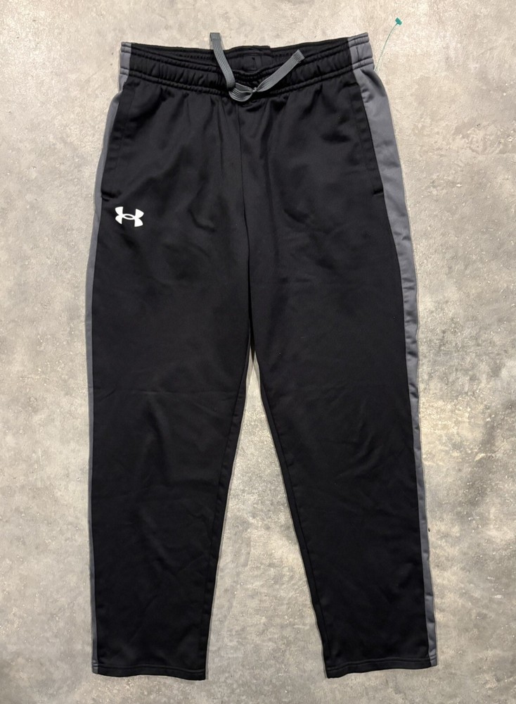 Under Armour YLG Boys Athletic Pants Large 14-16 Black Gray