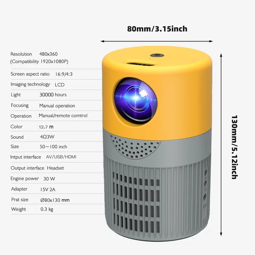 4K Mini Projector 12000 Lumen LED 1080P WiFi Bluetooth UHD Portable Home Theater - Picture 9 of 12