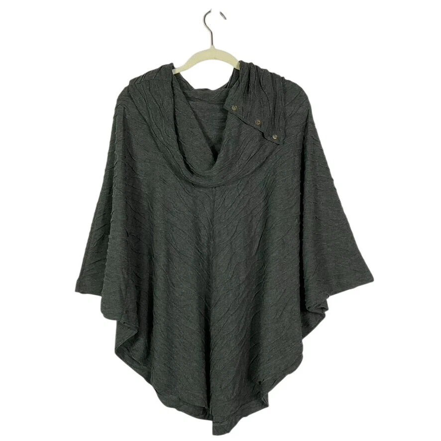 NWT Apropos Charcoal Gray Textured Women's Poncho Sweater Size L Polyester/Rayon