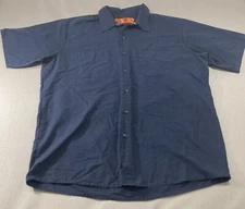 Red Kap Mens Size Extra Large Industrial Work Shirt Navy Blue