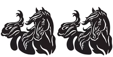 Horse Two 5" Black Graphic Vinyl Decal Car Truck Windows laptop notebook