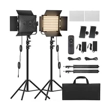 RGB Photography Video Lighting Kit, 2 Pack 50W Bi-Color Energy-Saving LED Vid...
