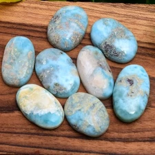 8 Pcs Natural Larimar Cabochon Untreated 20mm-24mm Loose Gemstones Wholesale Lot