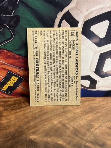1952 Bowman Small #144 Jim Lansford RC Longhorns bordo leggero da guardare come nuovo! - Foto 2 di 3