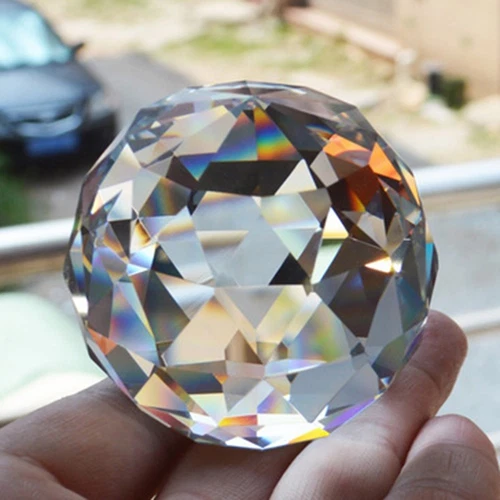 Esfera de cristal de corte transparente 40 mm bola de observación facetada prismas atrapasoles decoración del hogar - Imagen 5 de 6