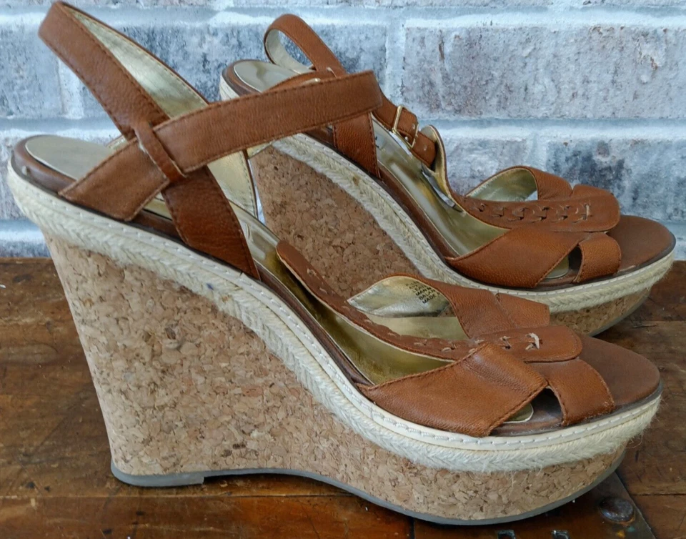Steve Madden Mujer Cuero Corcho Alpargatas 5" Tacones Cuña P-LEMM Talla 8.5 8-1/2 Foto 3 de 4
