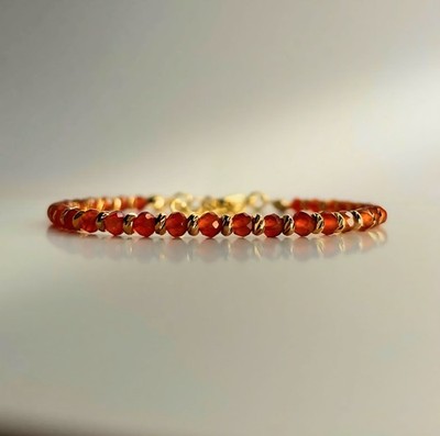 Exquisites zierliches Karneol Armband Gold Perlen Vorsteckarmband 