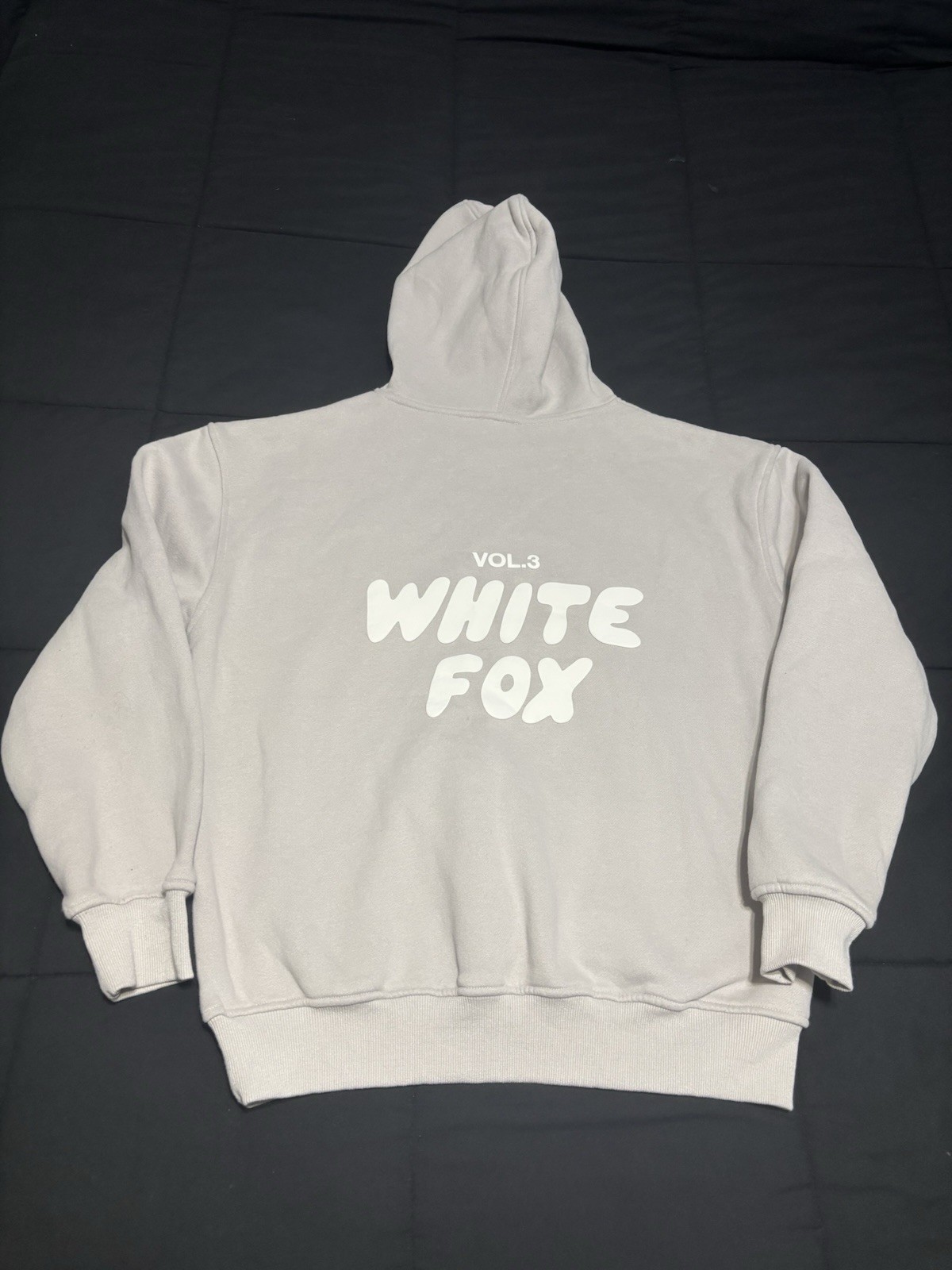 White Fox Vol. 3 Women Hoodie Sz S/M Fleece Pullover Light Gray Y2K Boho School