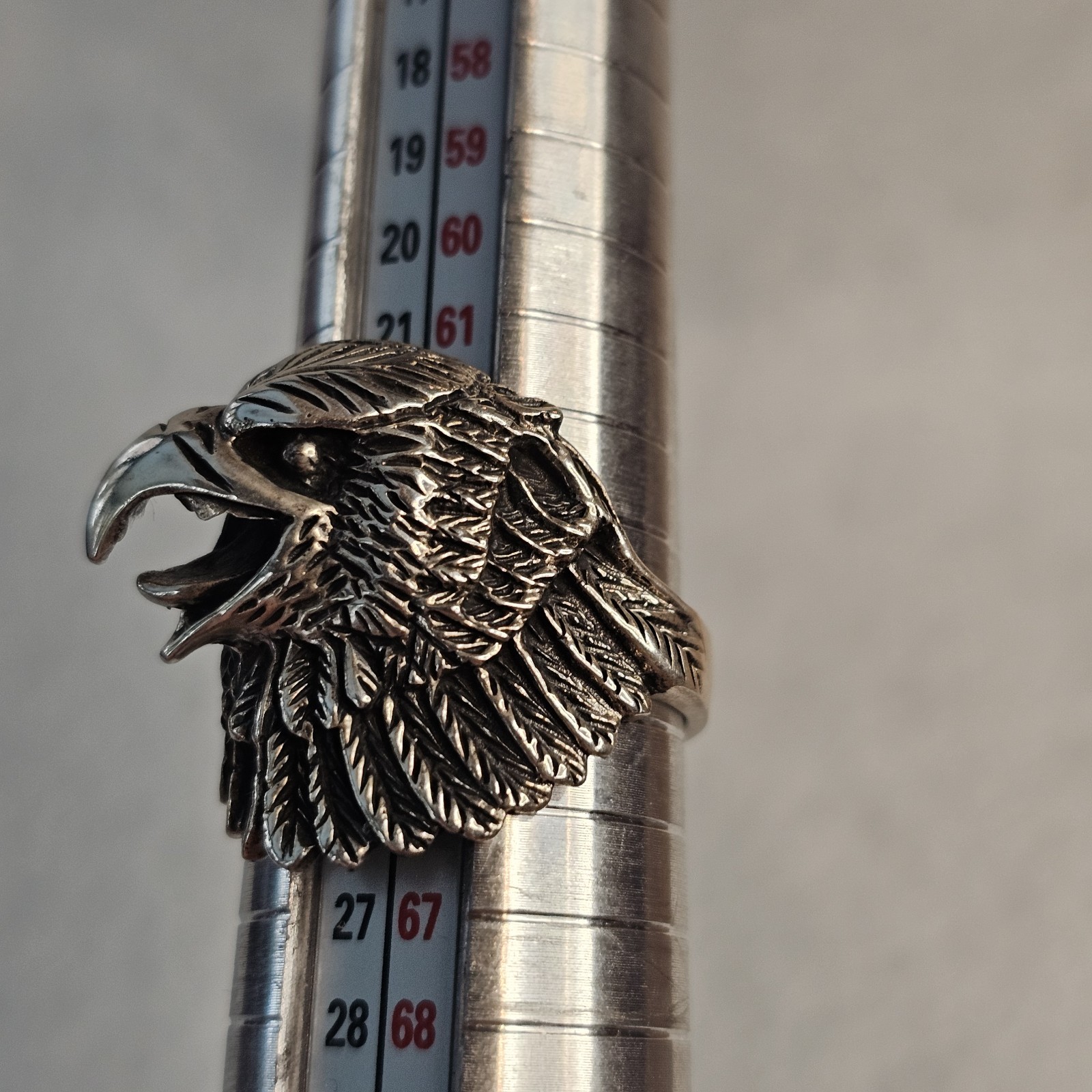 Men’s Solid Sterling Silver 3D Eagle Head Ring Si… - image 10