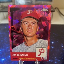 Jim Bunning 2022 Topps Chrome Platinum Fuchsia Atomic Refractor /100 Phillies